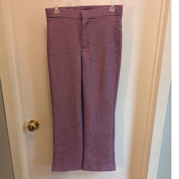 ZARA Women's M Pink/Purple Houndstooth Pull-on Pants, EUC - Picture 1 of 6